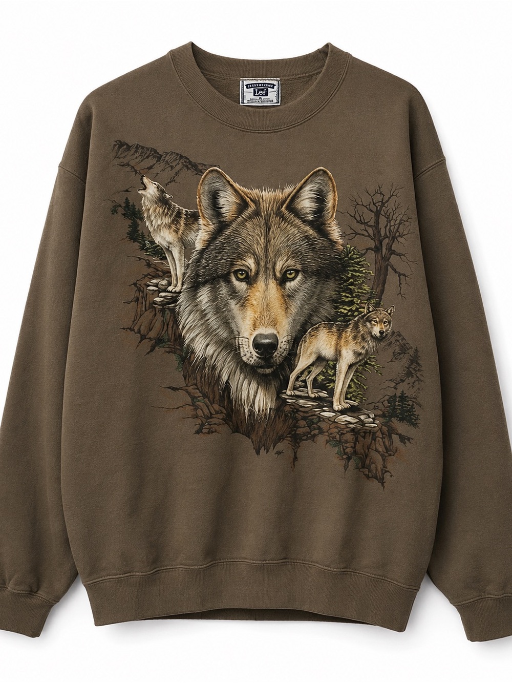 “Vintage Lee Pam Stern Wolf Graphic Sweatshirt Wildlife Nature.